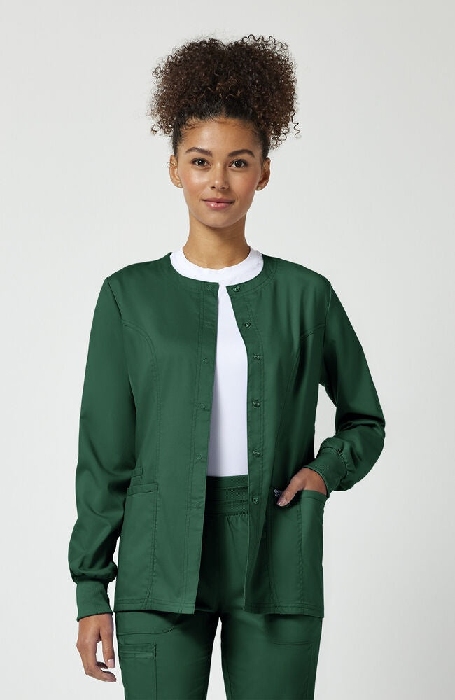 Ladies Snap Front Warm-Up Nursing Jacket (w/embroidered logo) - Green