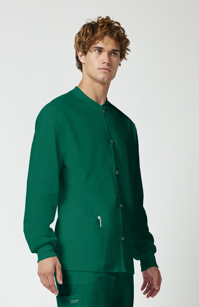 Men's Snap Front Scrub Jacket (w/embroidered logo) - Green
