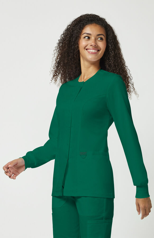Ladies Snap Front Warm-Up Nursing Jacket (w/embroidered logo) - Green
