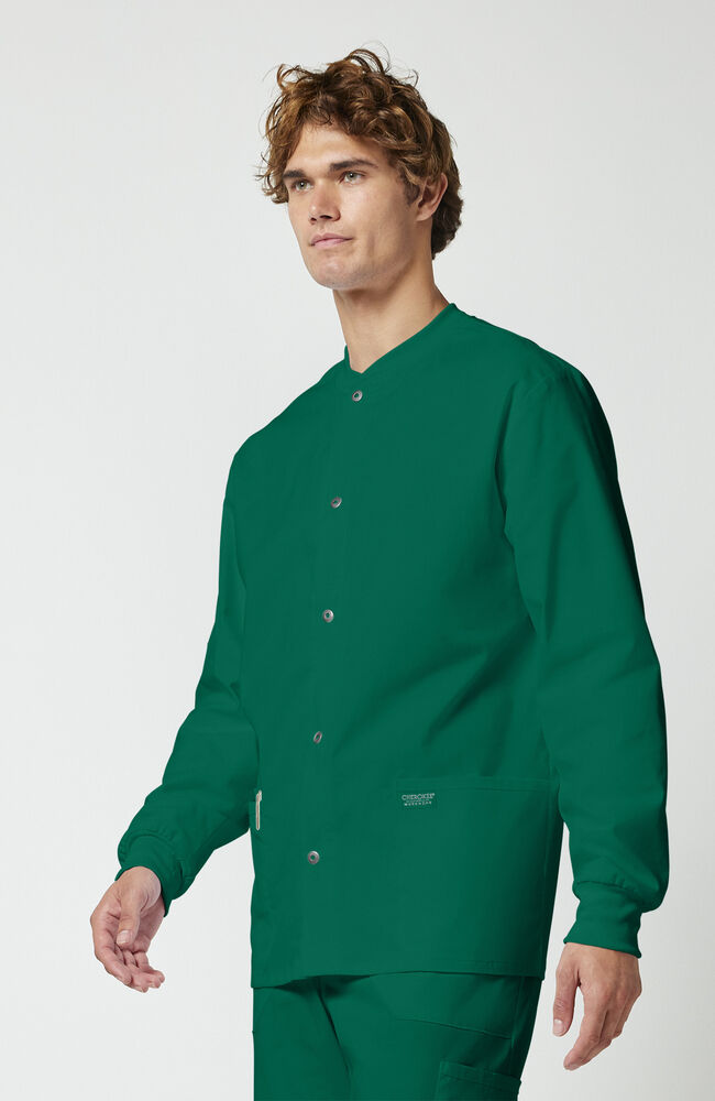Men's Snap Front Scrub Jacket (w/embroidered logo) - Green