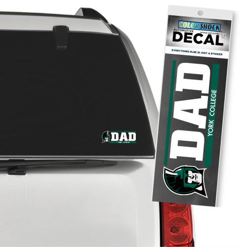 Decal: York College Dad w/Spartan Logo - 6.5" x 2.5"