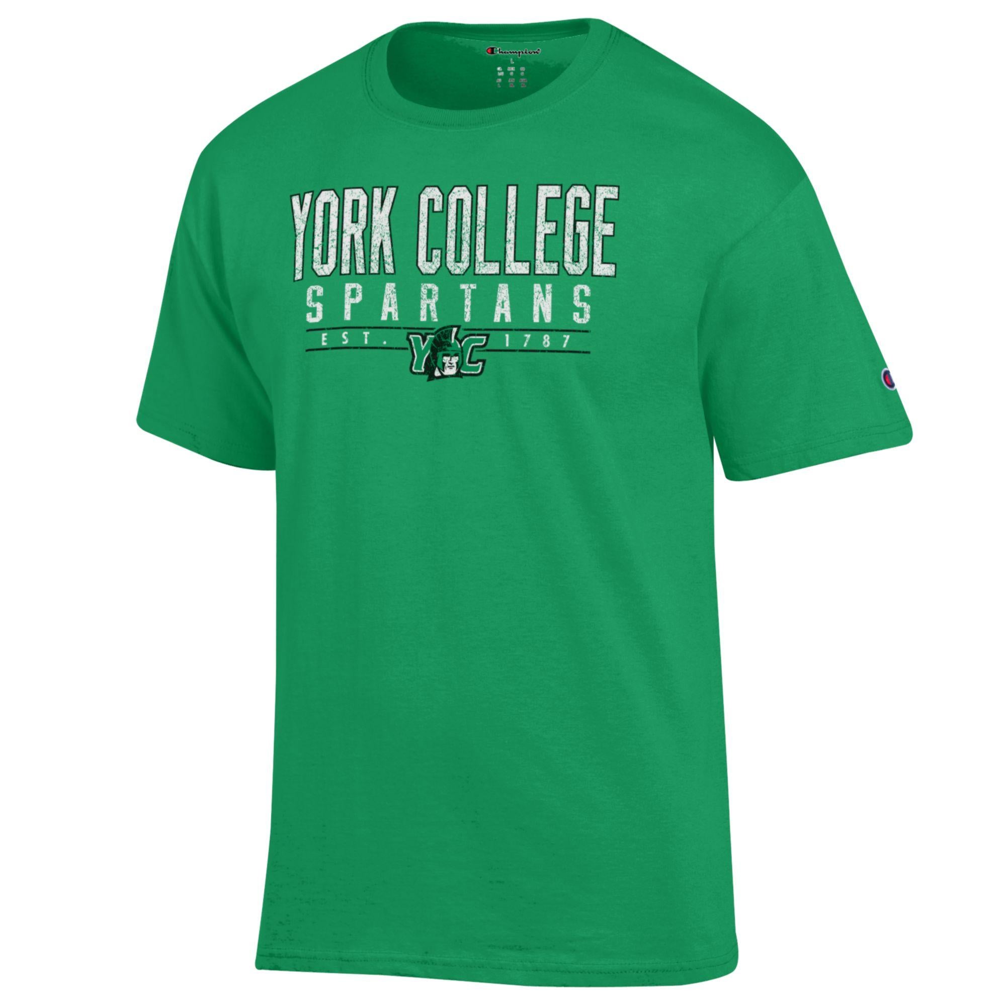 CHAMPION YORK COLLEGE SPARTANS DISTRESSED SHORT SLEEVE T-SHIRT