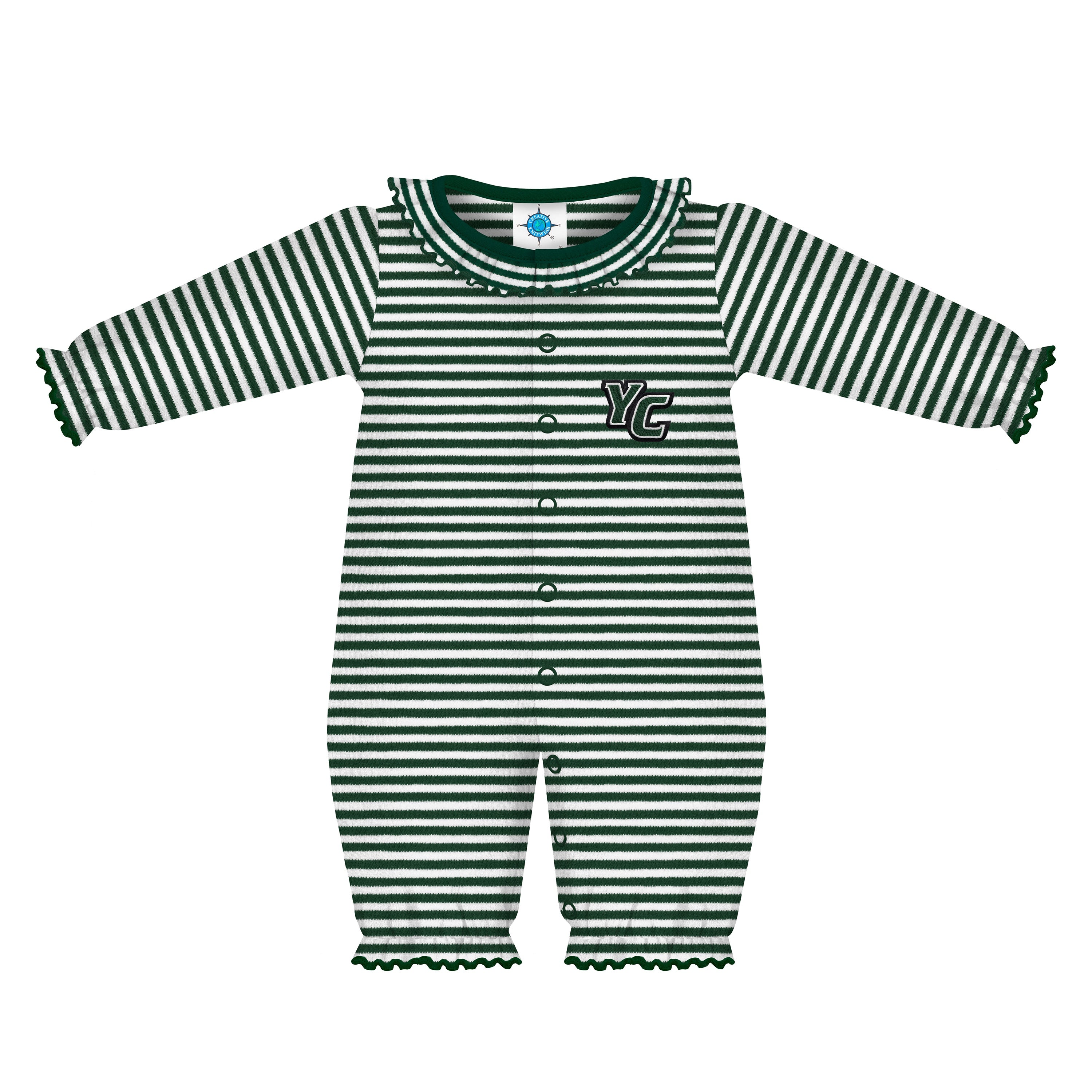 CREATIVE KNITWEAR YC RUFFLED STRIPED COVERTIBLE ROMPER