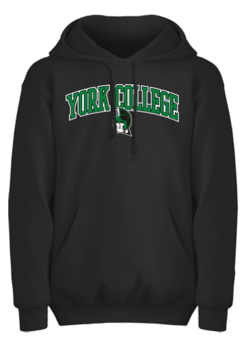 EIGHTY EIGHT HOODED SWEATSHIRT YORK COLLEGE ARCHED OVER SPARTAN HEAD