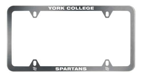 License Plate Frame: York College Spartans - Stainless Steel
