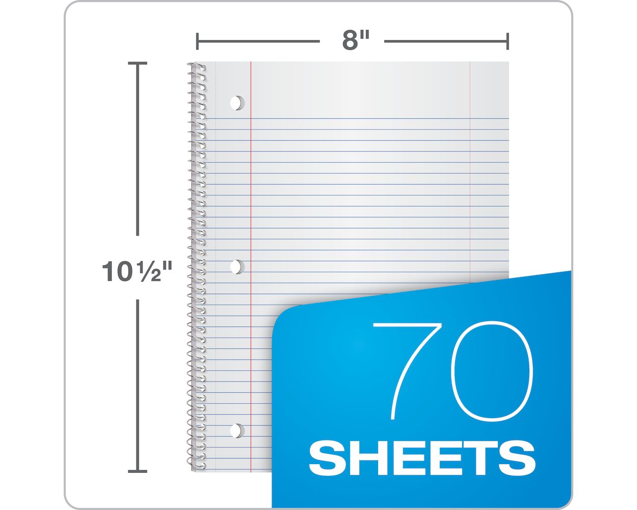 Notebook: 1 Subject - 8x10.5 - 70 Sheets