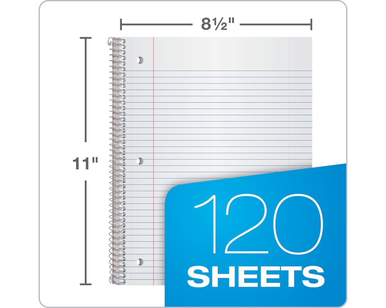 Notebook: 3 Subject - 8.5x11 - 120 Sheets