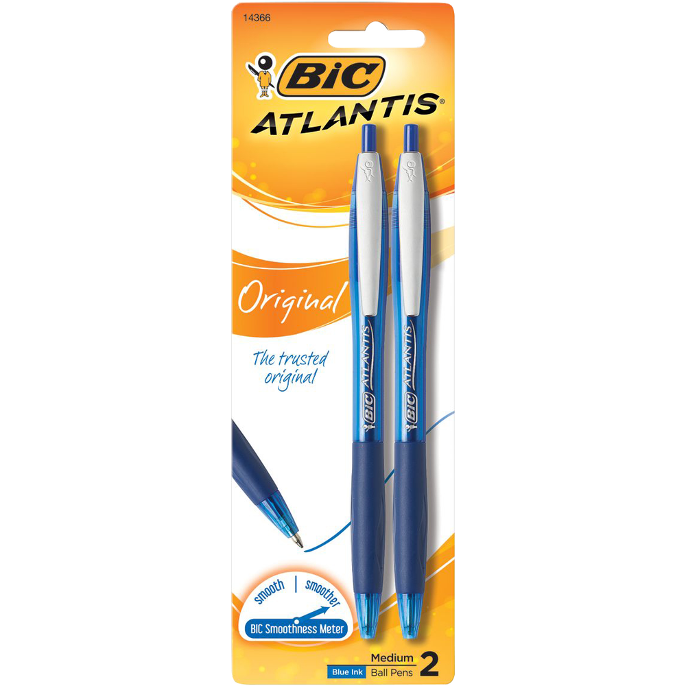 Pen: BIC Atlantis Retractable Ballpoint - Blue -2Pk