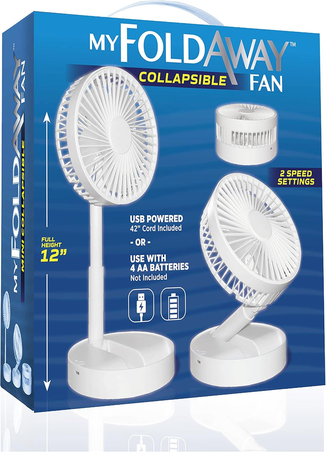 Fold Away Rechargable Fan - 12"