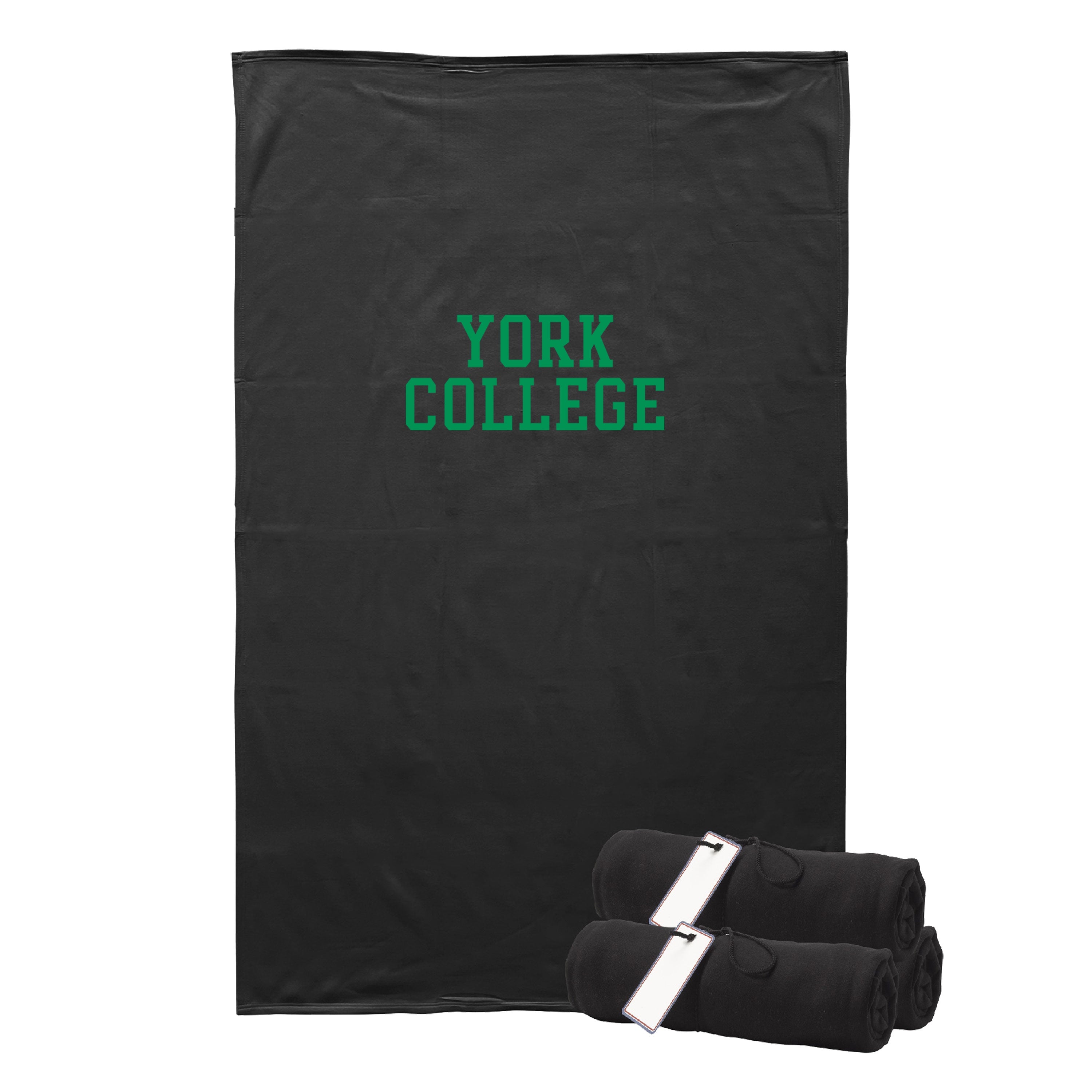 Blanket: Pro-Weave Sweatshirt - York College Green Logo - 54" x 84"