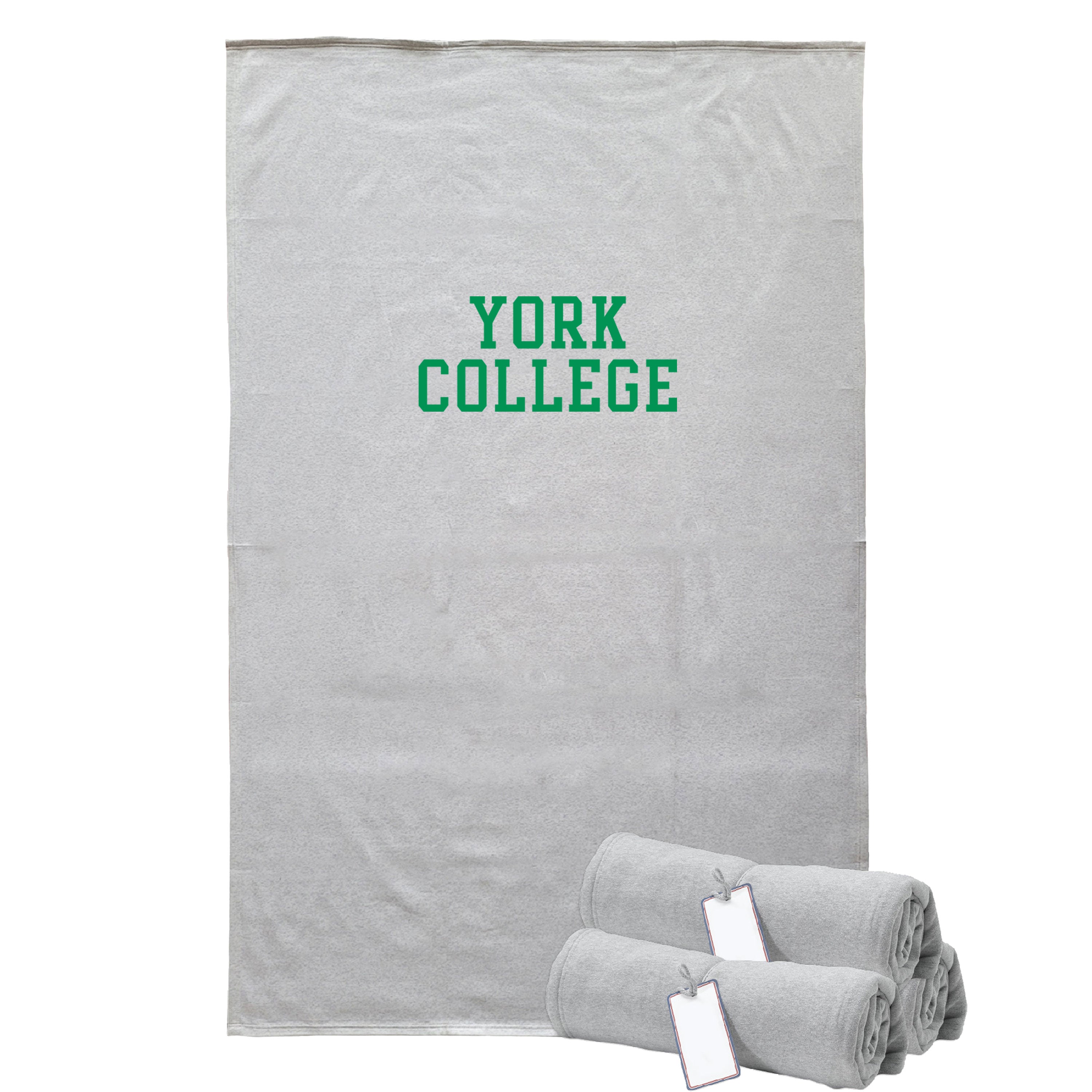 Blanket: Pro-Weave Sweatshirt - York College Green Logo - 54" x 84"