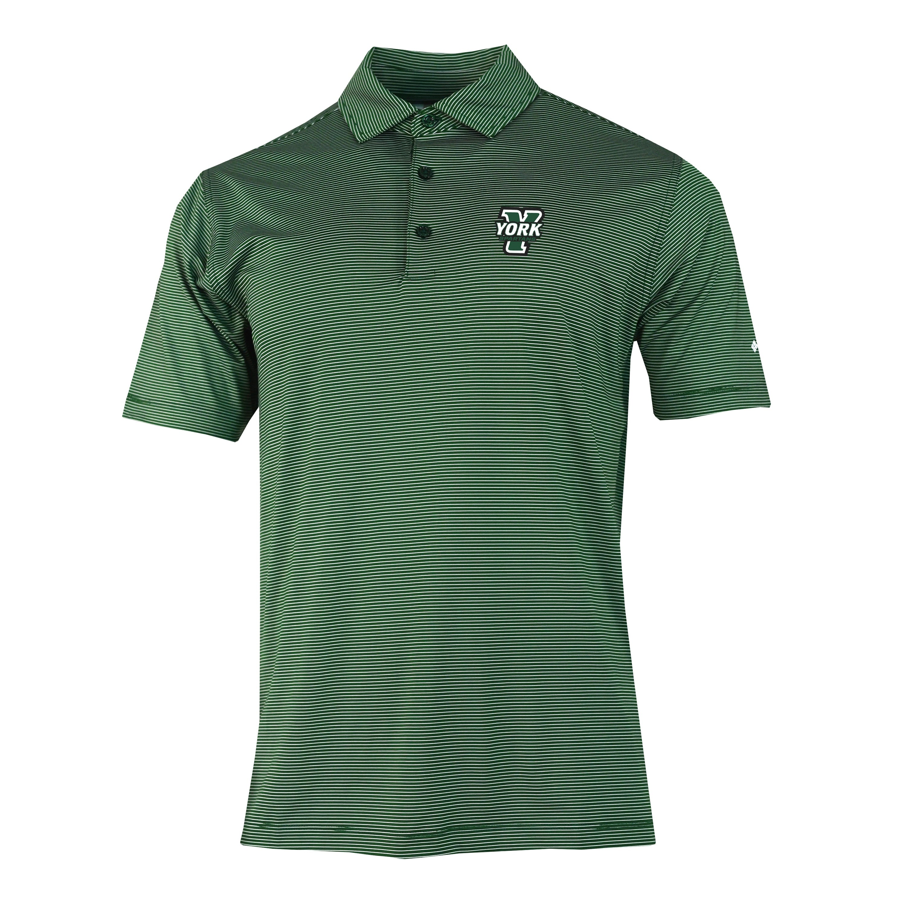 COLUMBIA STRIPED YORK COLLEGE DOUBLE HIT POLO