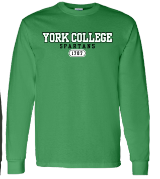 GILDAN L/S T-SHIRT WITH YORK COLLEGE OVER SPARTANS OVER 1787