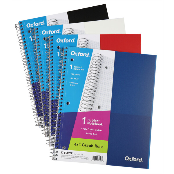Oxford® 1-Subject Poly Graph Notebook, 9" x 11"