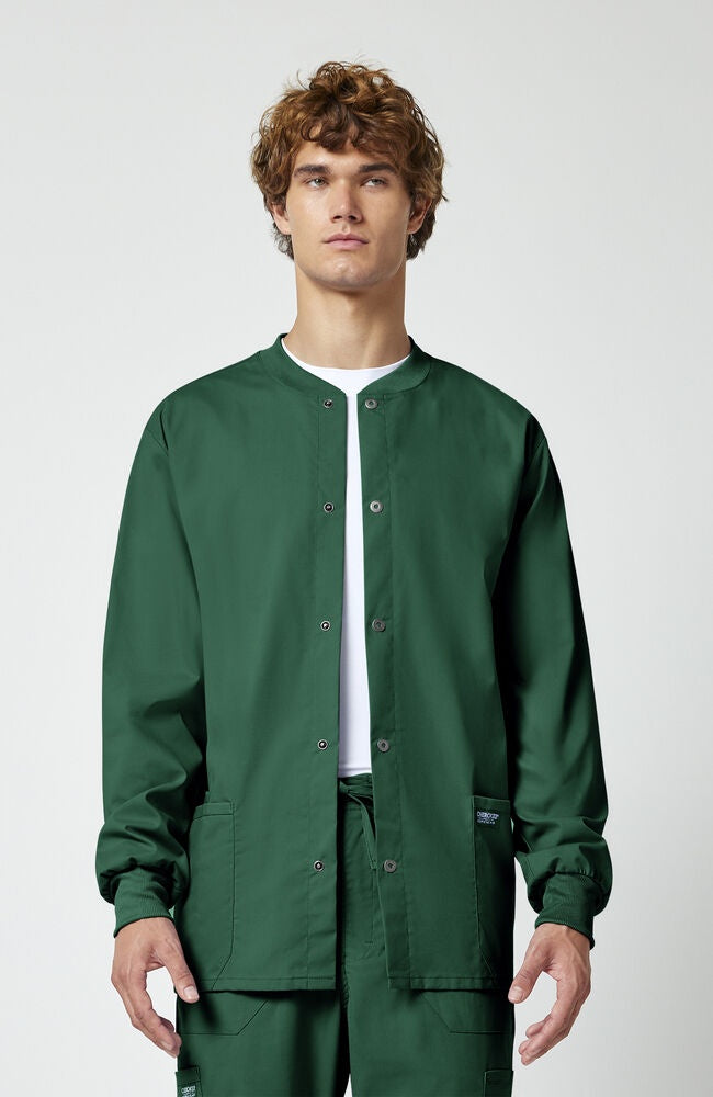 Men's Snap Front Scrub Jacket (w/embroidered logo) - Green
