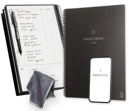 Rocketbook Fusion Wirebound Reusable Smart Notebook - Infinity Black - 8.5x11in