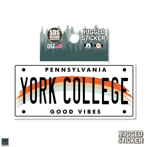 Vinyl Decal: York College Rugged License Plate