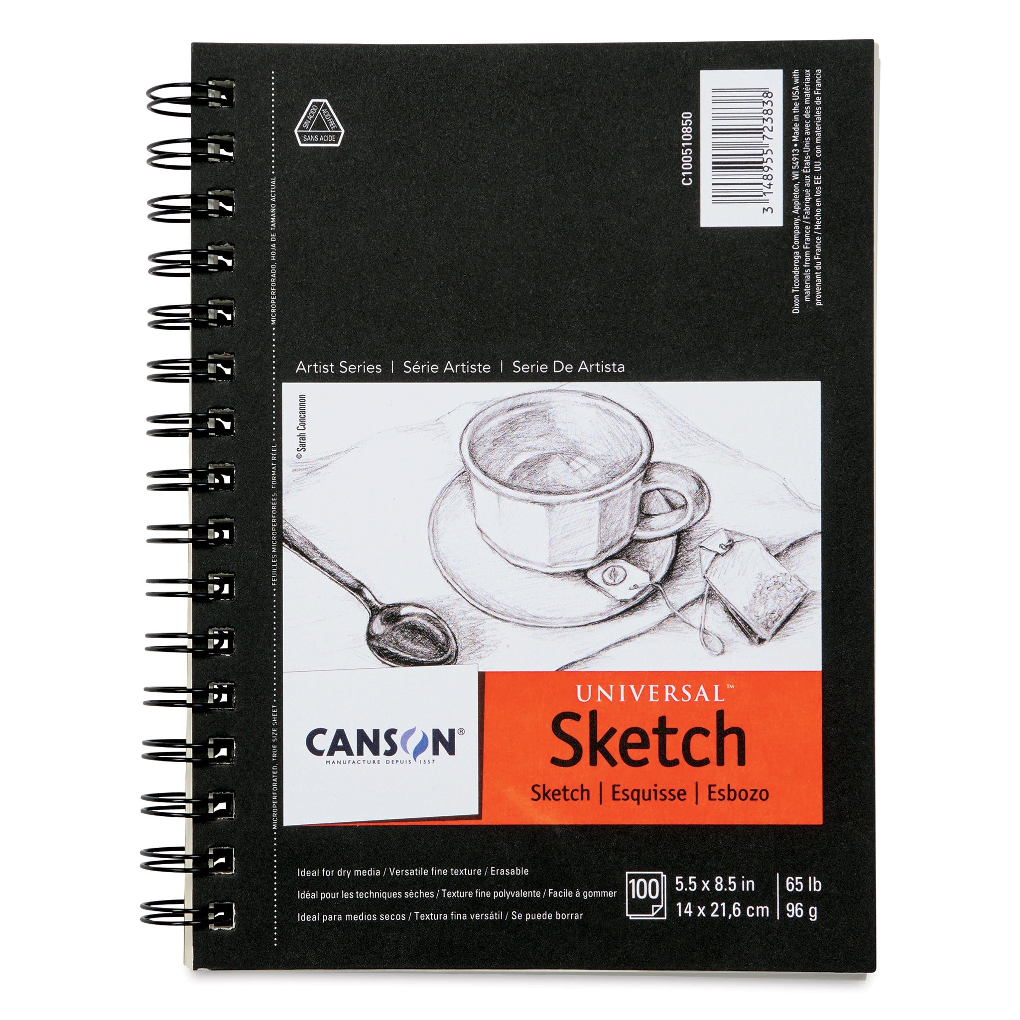 Paper: Sketch Pad - 100 Sheets - 5.5x8.5 - 65lb - Spiral Side