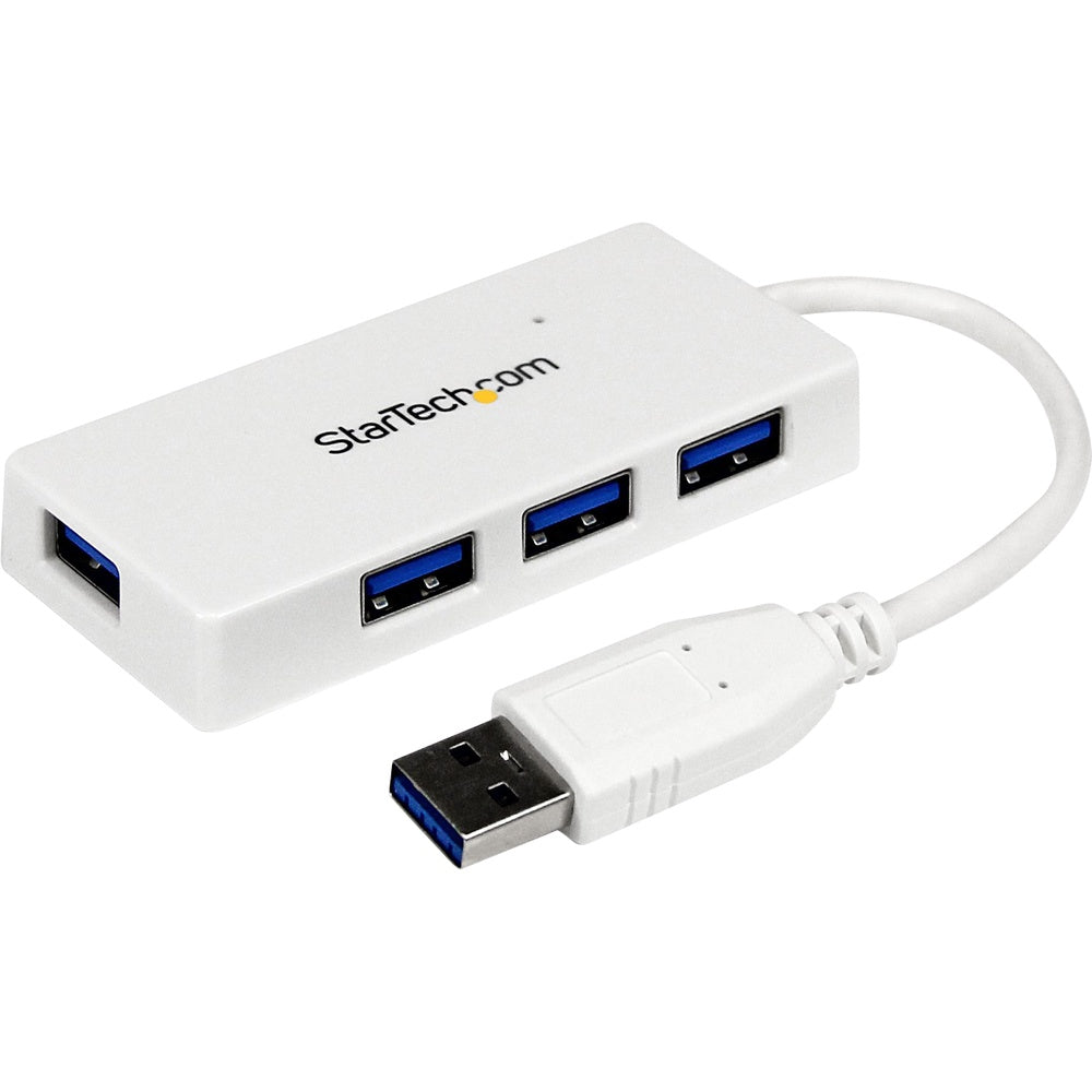 4 Port Portable SuperSpeed Mini USB 3.0 Hub - White