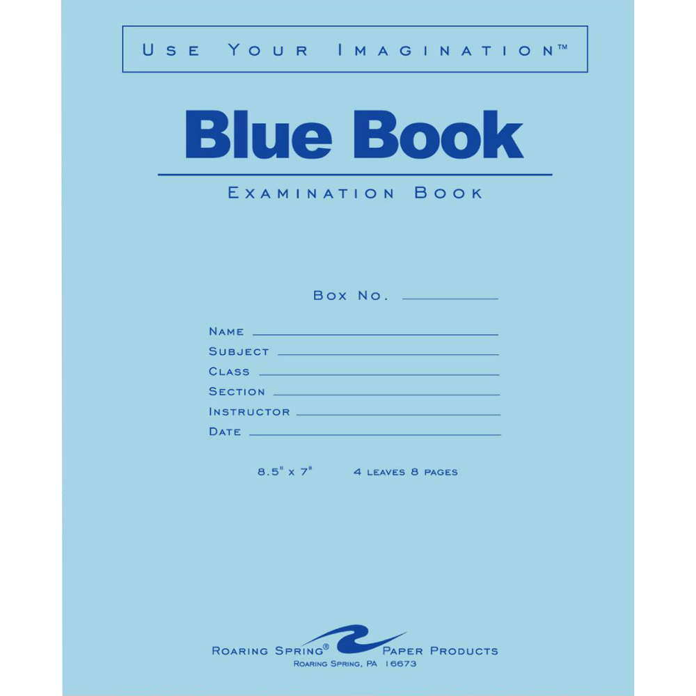 Blue Exam Book - 7x8.5 - 4 Sheets/8 Pages