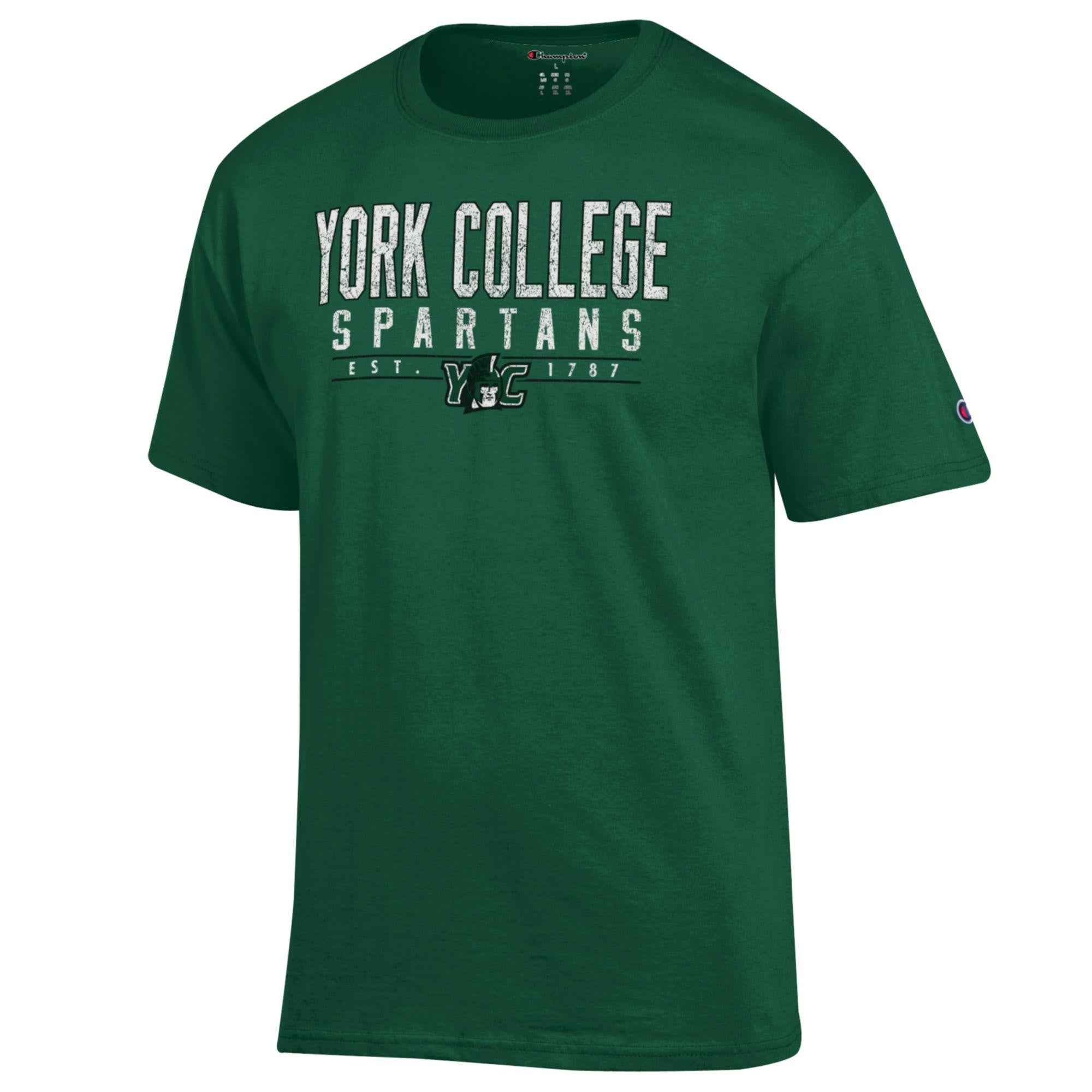 CHAMPION YORK COLLEGE SPARTANS DISTRESSED SHORT SLEEVE T-SHIRT
