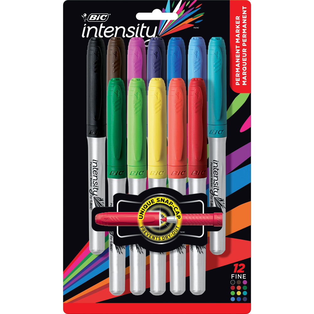 Marker: BIC Intensity Permanent - Assorted Colors - Fine - 12 Count