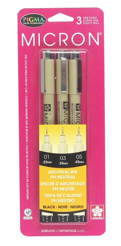 Pen: Pigma Micron - Set of 3 - Black