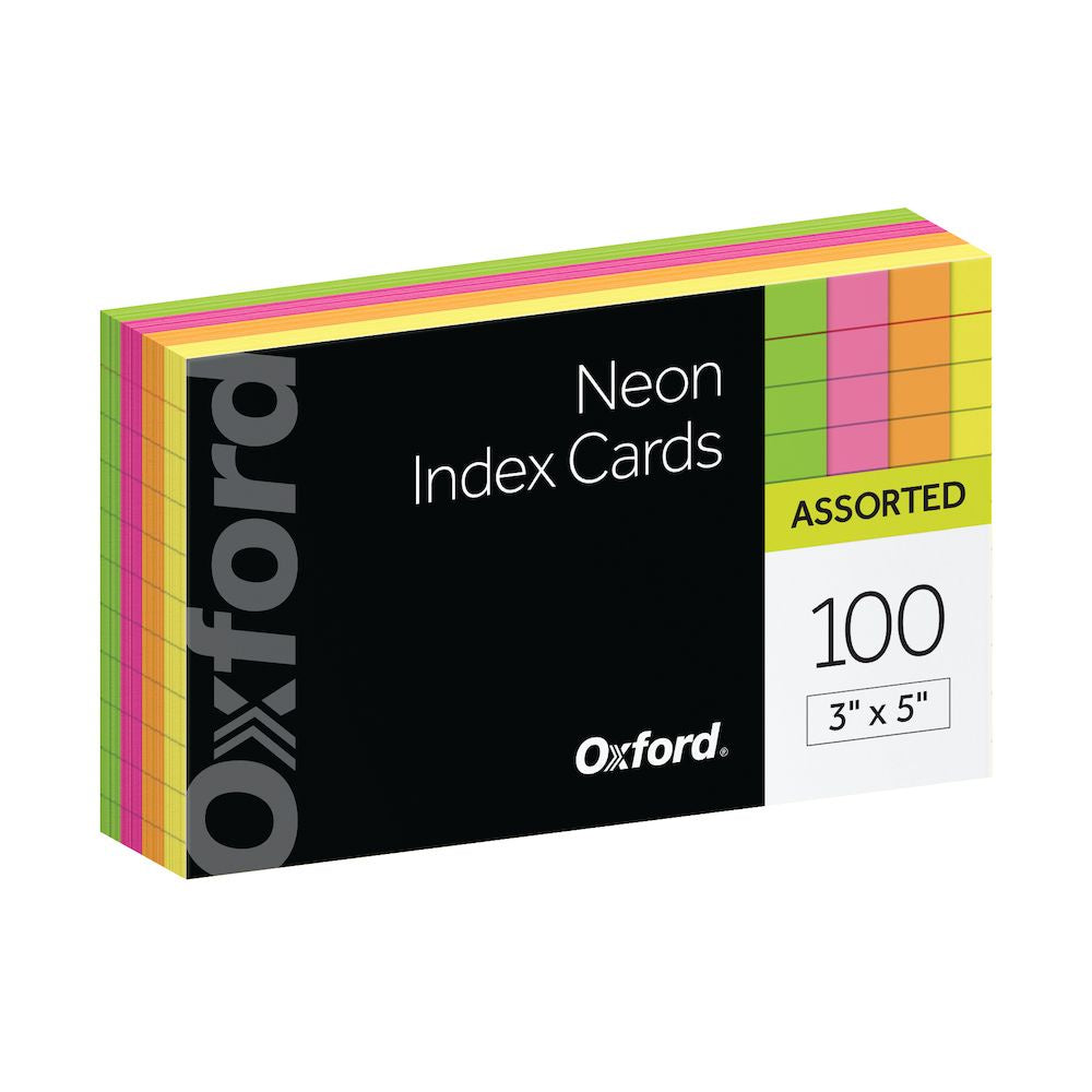 Index Card: 3x5 - Neon Assorted Colors - 100 Pack