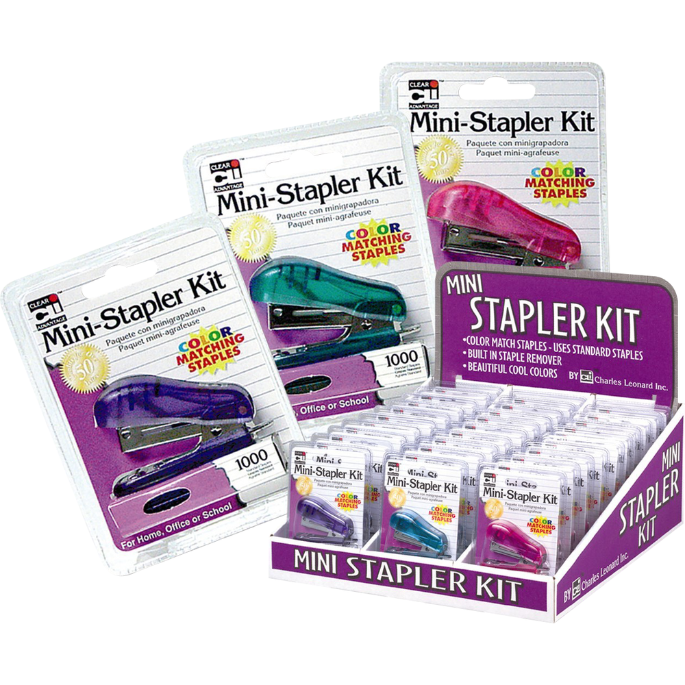 Stapler - Mini Kit w/Staples - Assorted Colors