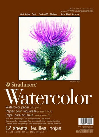 Paper: Watercolor - 12 Sheets - 9x12 - 140lb - Spiral Top