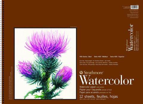 Paper: Watercolor Pad - 12 Sheets - 18x24 - 140lb - Spiral Side