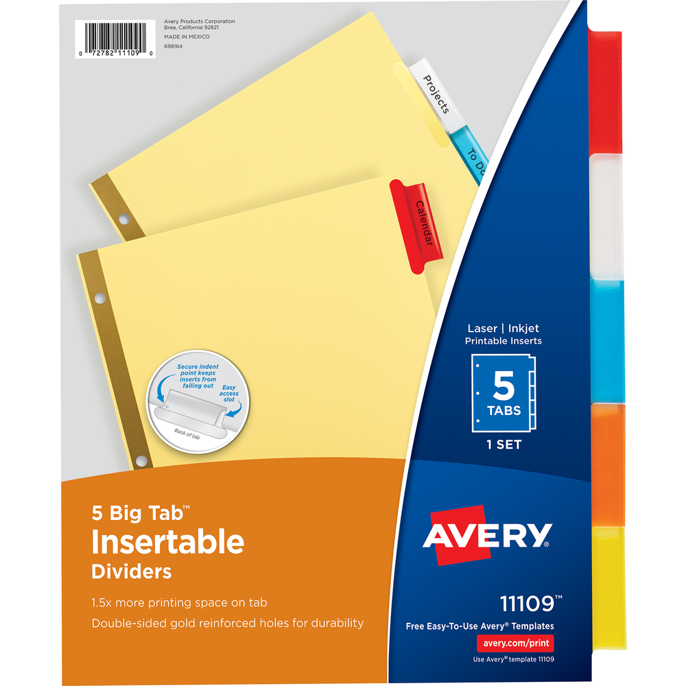 Divider: Big Tab Insertable w/Multi Tabs 8.5x11 - Set of 5