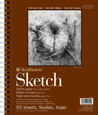 Paper: Sketch Pad - 100 Sheets - 5.5x8.5 - 60lb - Spiral Side