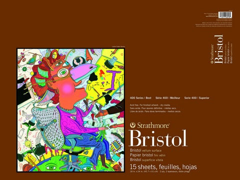 Paper: Bristol Pad (Vellum Finish) - 15 Sheets - 18x24 - 100lb - Tape Side