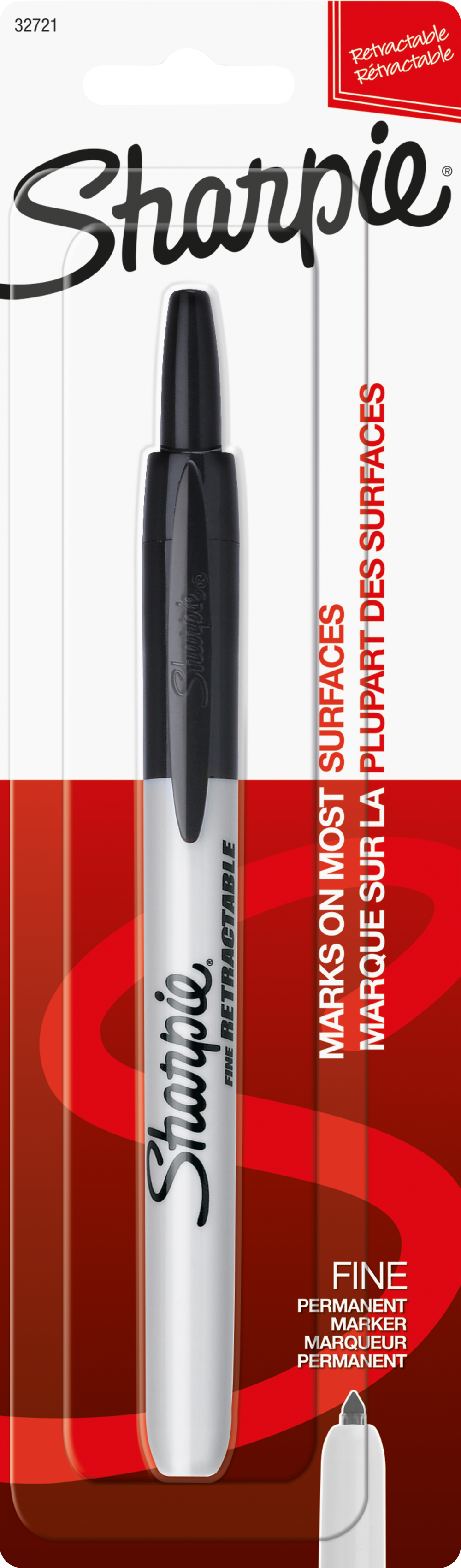 Marker: Carded Sharpie - Retractable - Fine - Black