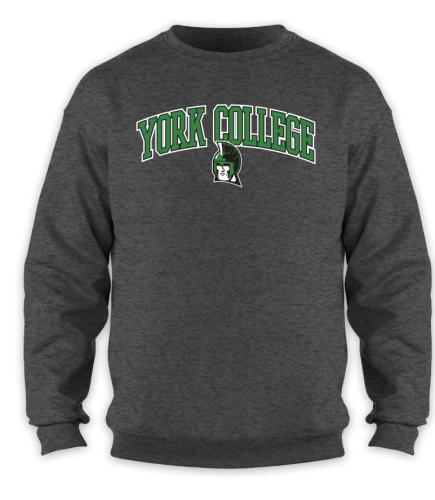 EIGHTY EIGHT CREW SWEATSHIRT YORK COLLEGE ARCHED OVER SPARTAN HEAD