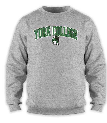 EIGHTY EIGHT CREW SWEATSHIRT YORK COLLEGE ARCHED OVER SPARTAN HEAD