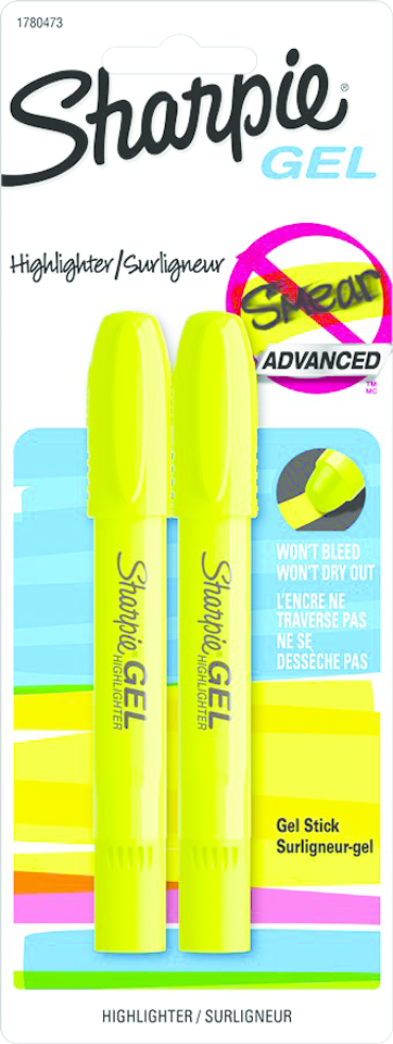 Highlighter: Gel Chisel Tip - Yellow - 2 Pack