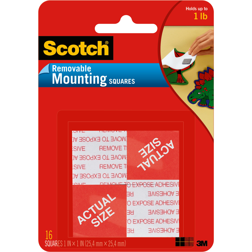 Removable Mounting Squares - 1x1in - 16pk