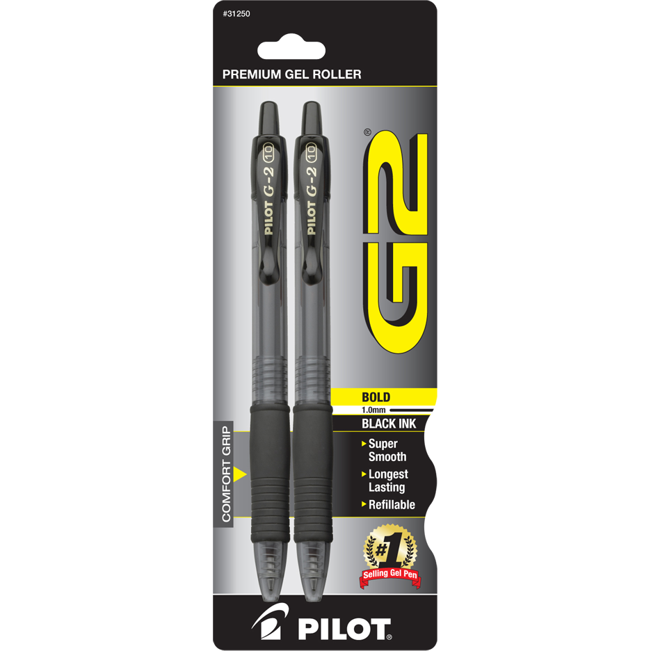 Pen: G2 Retractable Gel - 1.0mm - Black - 2 Pack