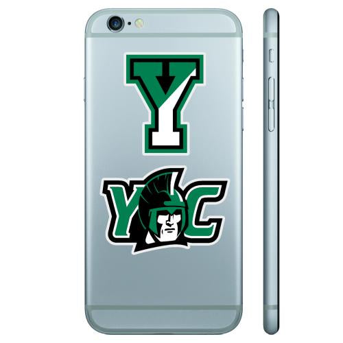 Decal: York College Split Y & Y(Spartan)C Logo - Removable - Set of 2