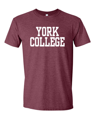 GILDAN S/S T-SHIRT W/YORK OVER COLLEGE IN BLOCK LETTERS ON FRONT CHEST