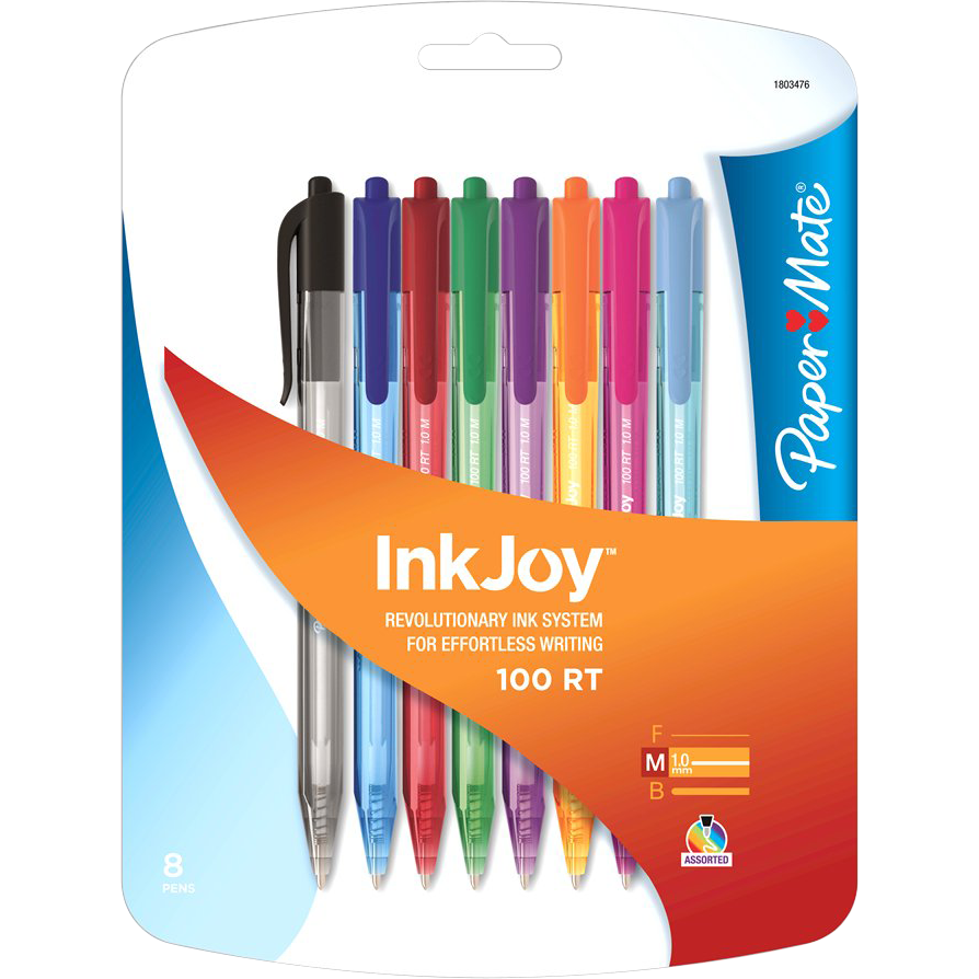 Pen: Retractable Ballpoint - 1.0mm - 8 Pack