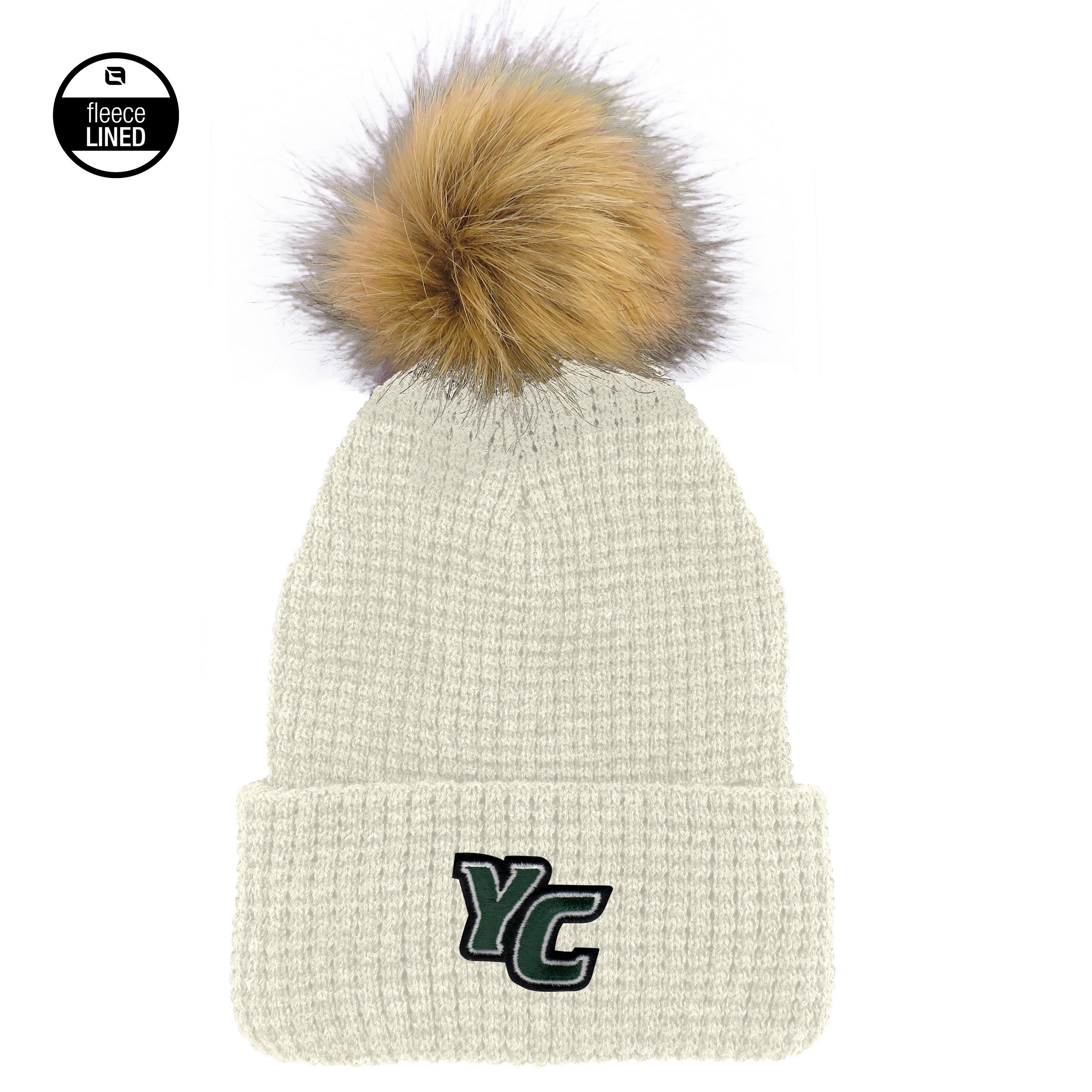 LOGOFIT WAFFLE KNIT YC FAUX FUR POM HAT