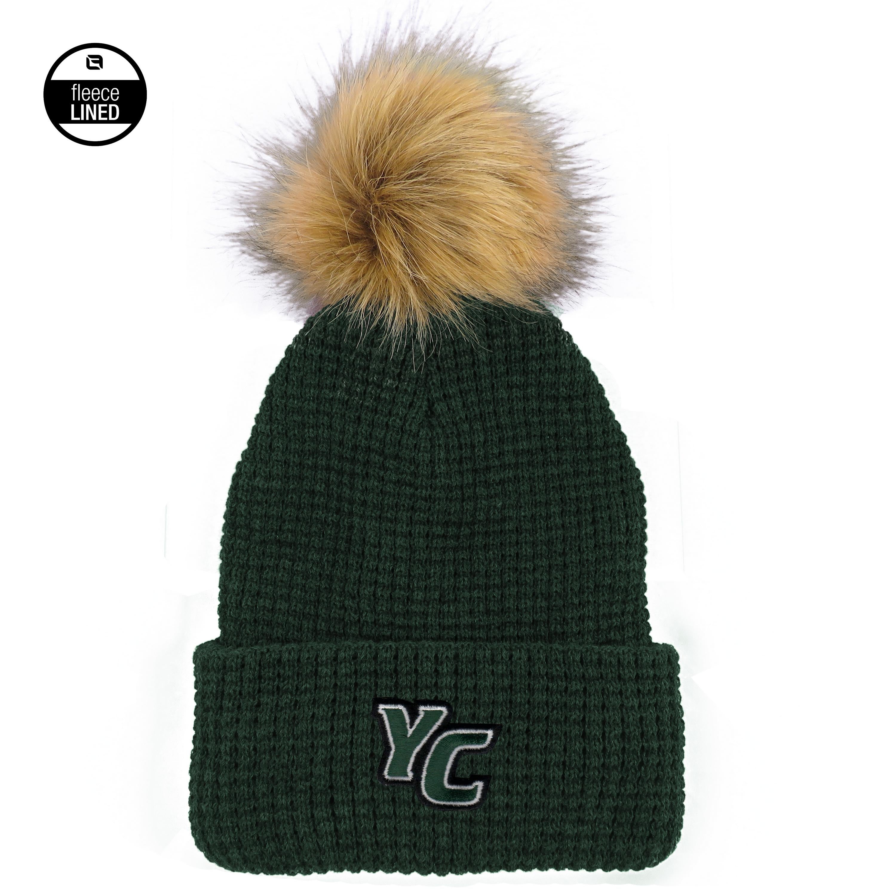 LOGOFIT WAFFLE KNIT YC FAUX FUR POM HAT