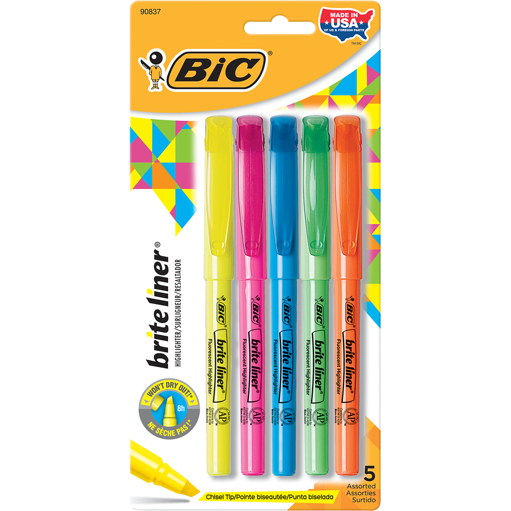 Highlighter: Liner Pen Style - Assorted 5 Pack