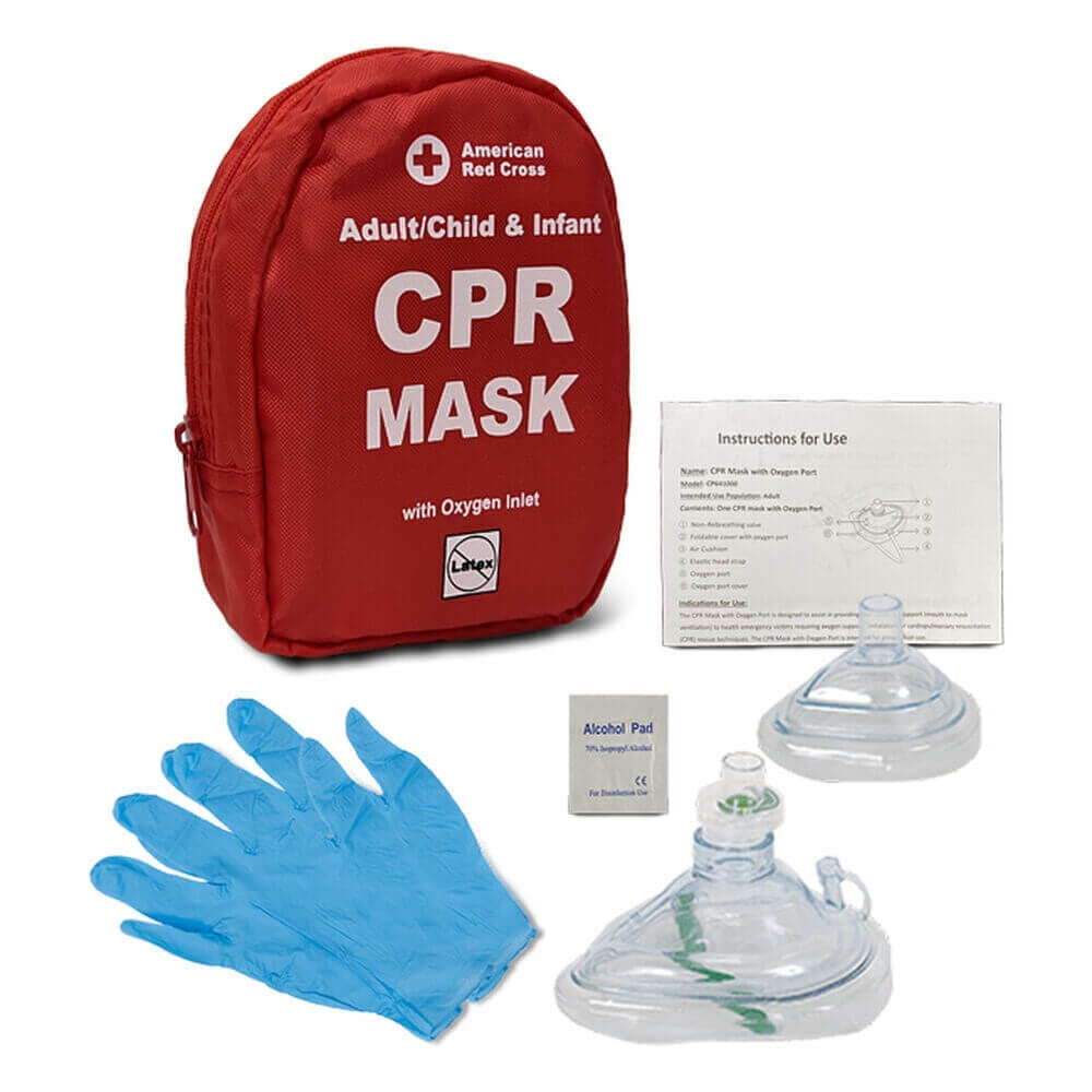 CPR Mask: Adult/Child w/O2 Inlet & Infant - Soft Case (SPM205)