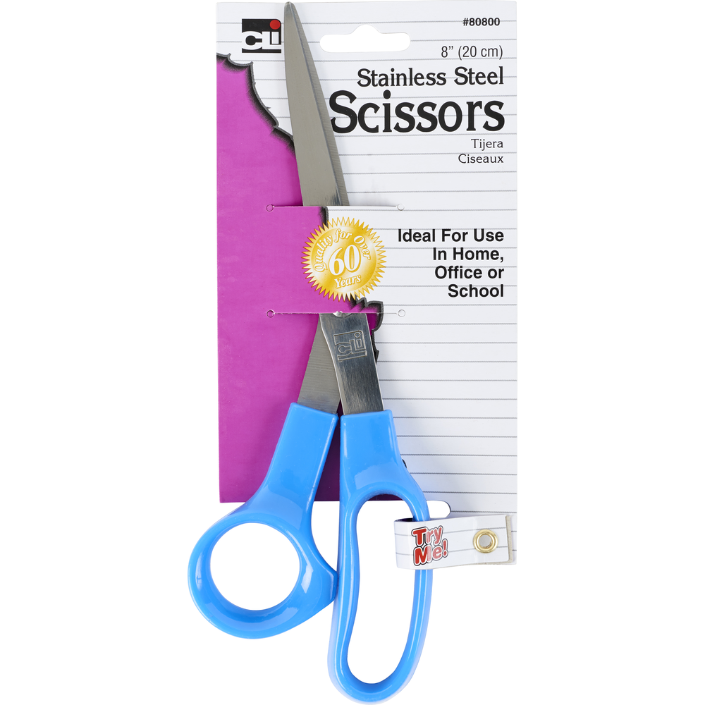 Scissors - Stainless Steel - Blue - 8in