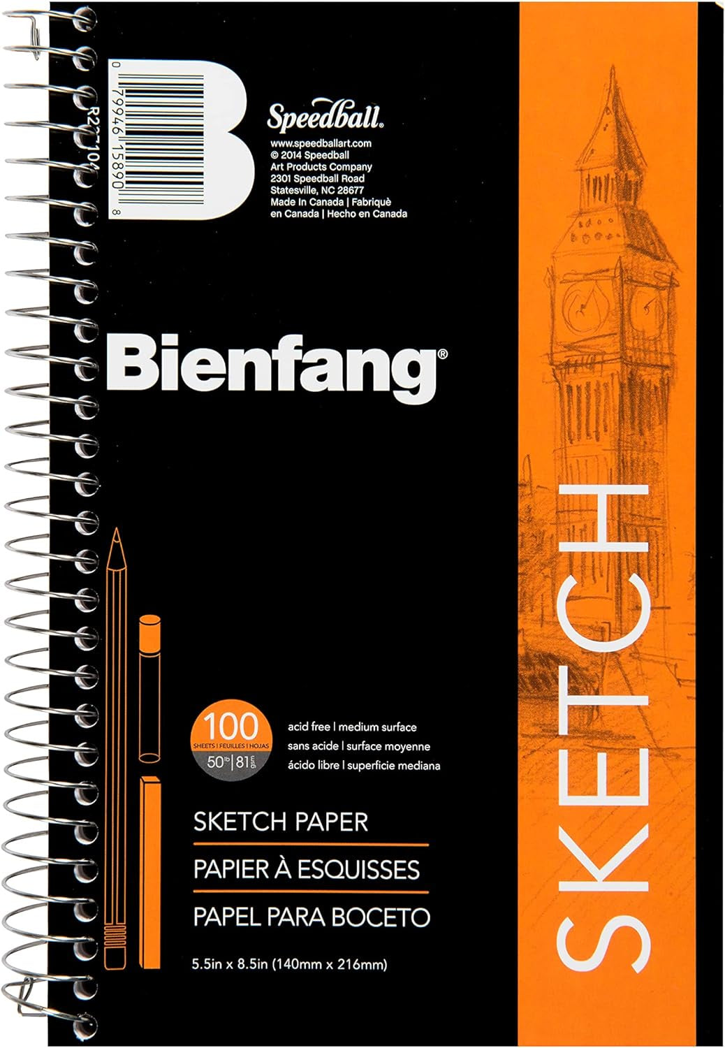 Paper: Sketch Pad - 100 Sheets - 5.5x8.5 - 50lb - Spiral Side