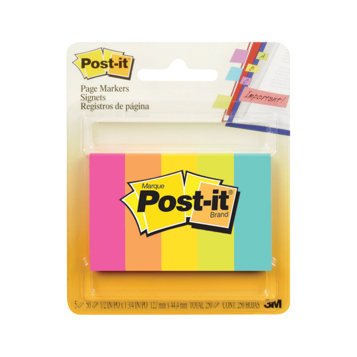 Page Markers - .5x1.75 - Fluorescent - 5 Pack